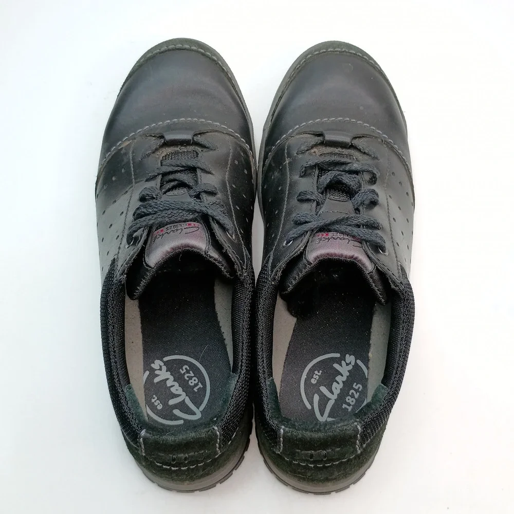 Clarks Oxford Sneakers Men Size 9.5 Black Leather Suede Lace Up 62003